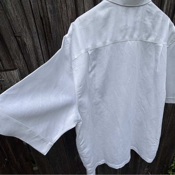 Cubavera White Linen & Rayon shirt w/stripe panel Great condition Size XL - Picture 6 of 10